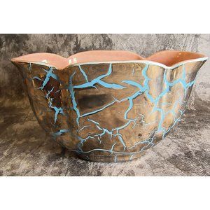 Vintage Willoughby Studio Hollywood Regency Scalloped Ceramic Bowl Planter